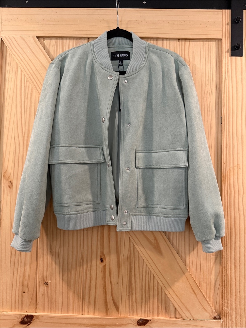 Steve Madden Pistachio Suede Bomber Jacket